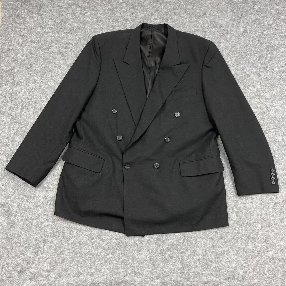 H Freeman Son Blazer Sport Coat Mens 52 Black Wool Double Breasted Vintage Union